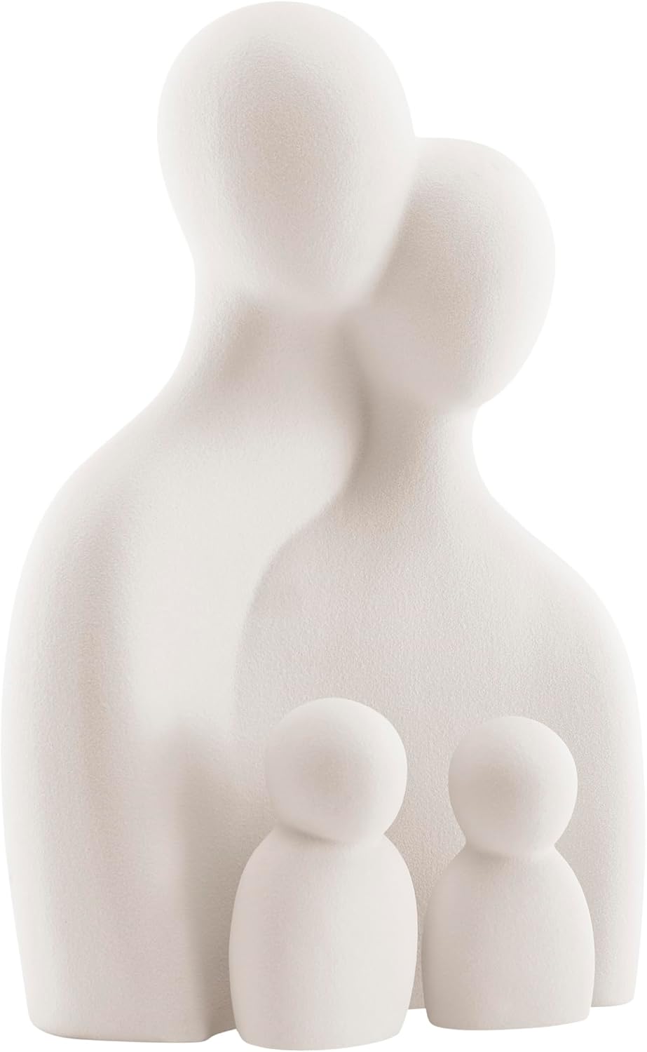 . Hans Abstract Nesting Three Piece Family of 4 Decorative Accent Matte Ceramic Sculpture / Cream