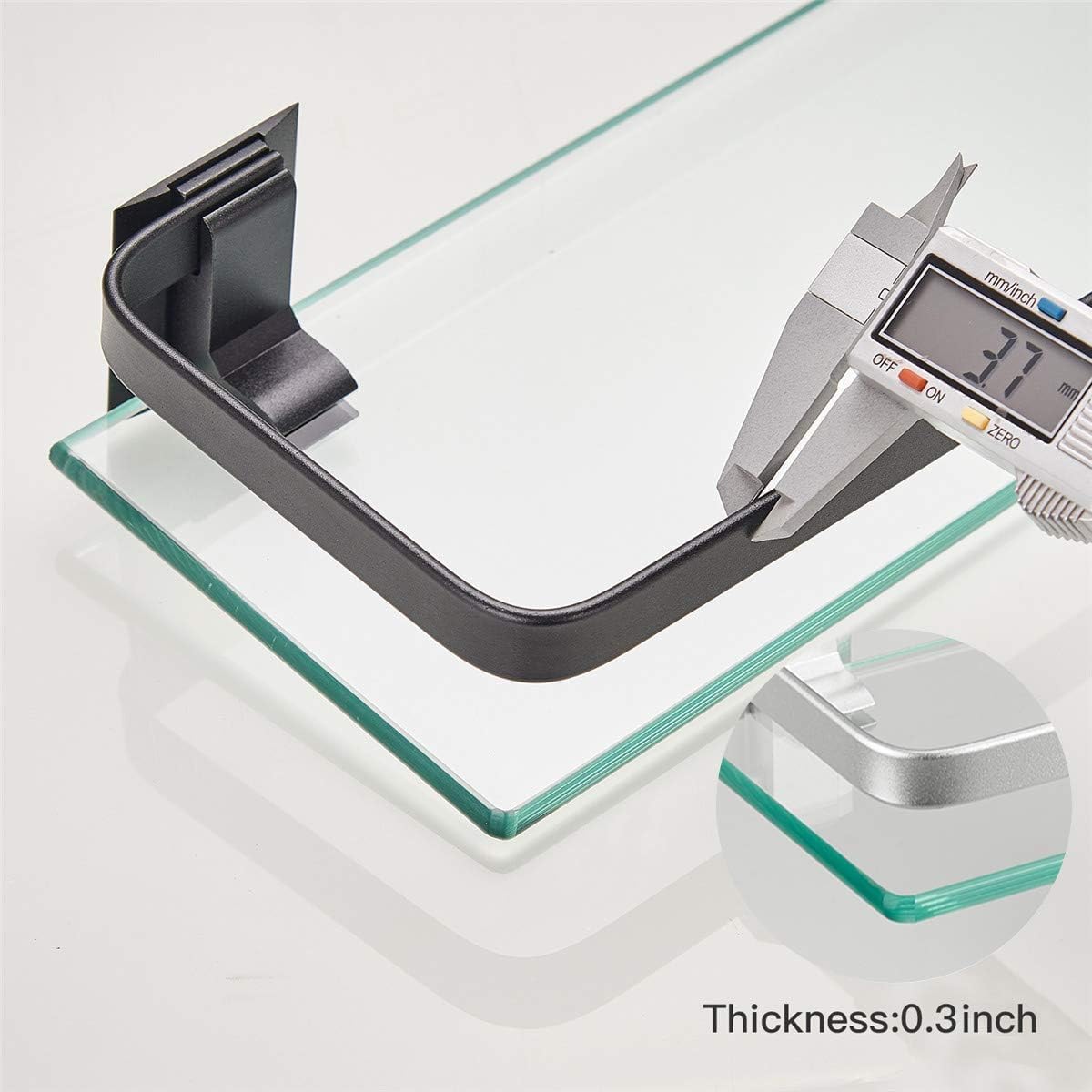 Bathroom Wall Shelf 15.7in Bathroom Glass Shelves Wall Mount Glass Shelf Rustproof Bathroom Wall Organizer 3 Tier