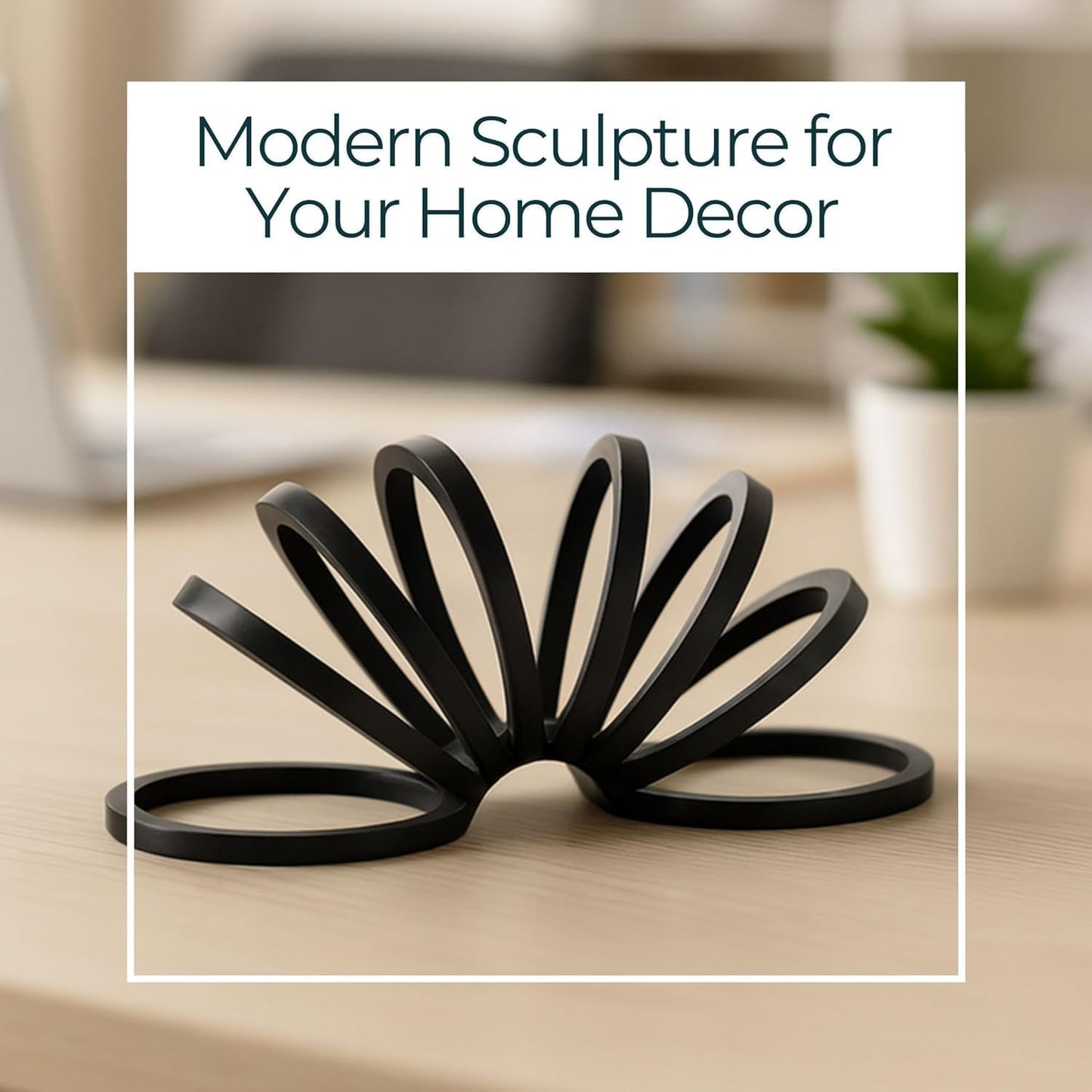 Metal Decorative Sculpture / 6.0" H / Black