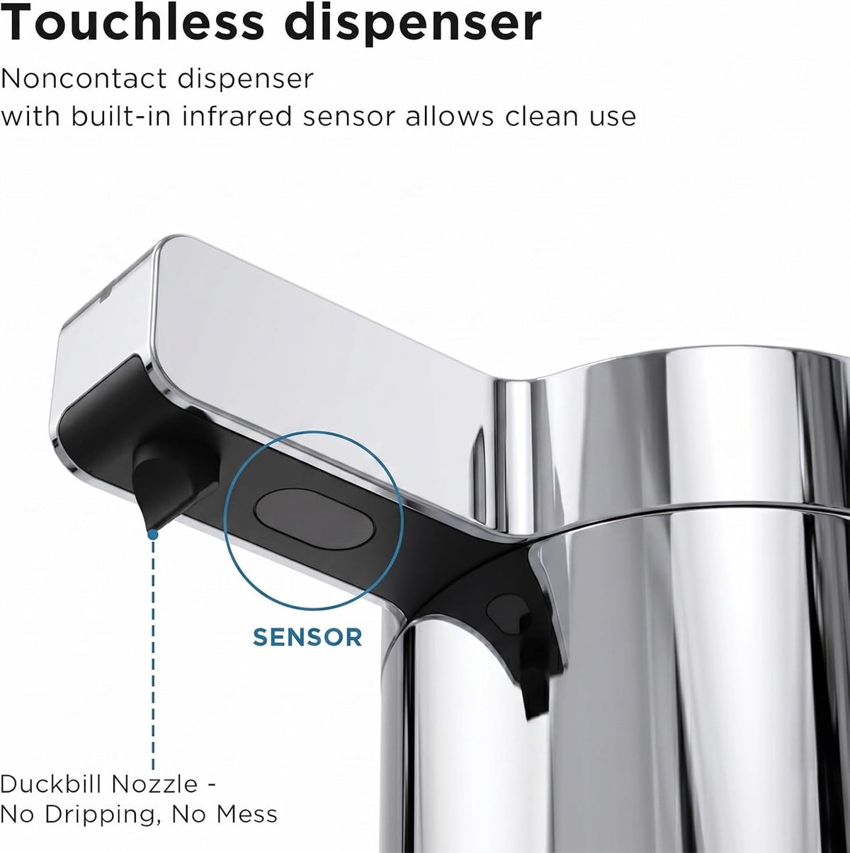 Newise Automatic Soap Dispenser with 3 Adjustable Dispensing Modes, 9 oz Touchless Sensor Stainless Steel, Rechargeable