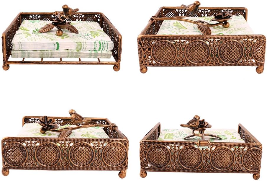 Flat Antique Brass Painting Metal Napkin Holder
