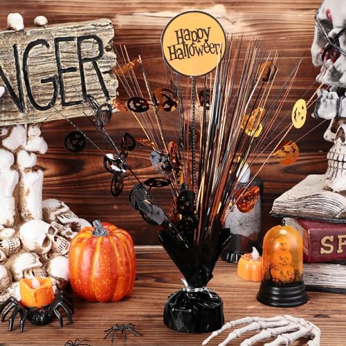 Riceshoot 8 Pcs Halloween Metallic Foil Spray Centerpieces for Tables Orange Black Burst Centerpiece Table Decorations with Pumpkin Boo Castle Happy Halloween Cards for Halloween Party