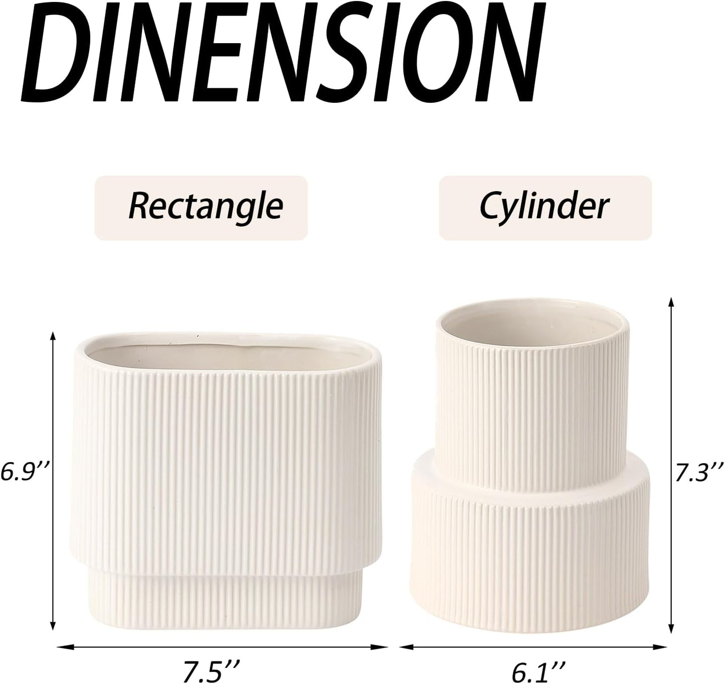 Ceramic Flower Vase / White / Medium Rectangle