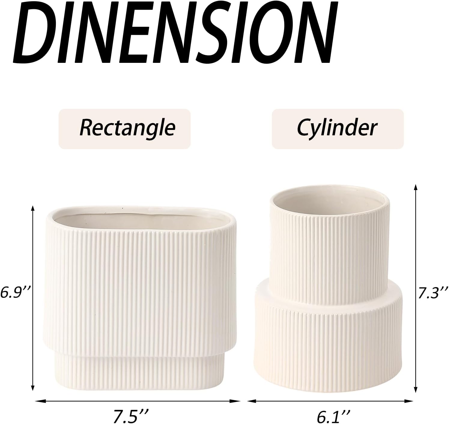 Ceramic Flower Vase / White / Medium Rectangle
