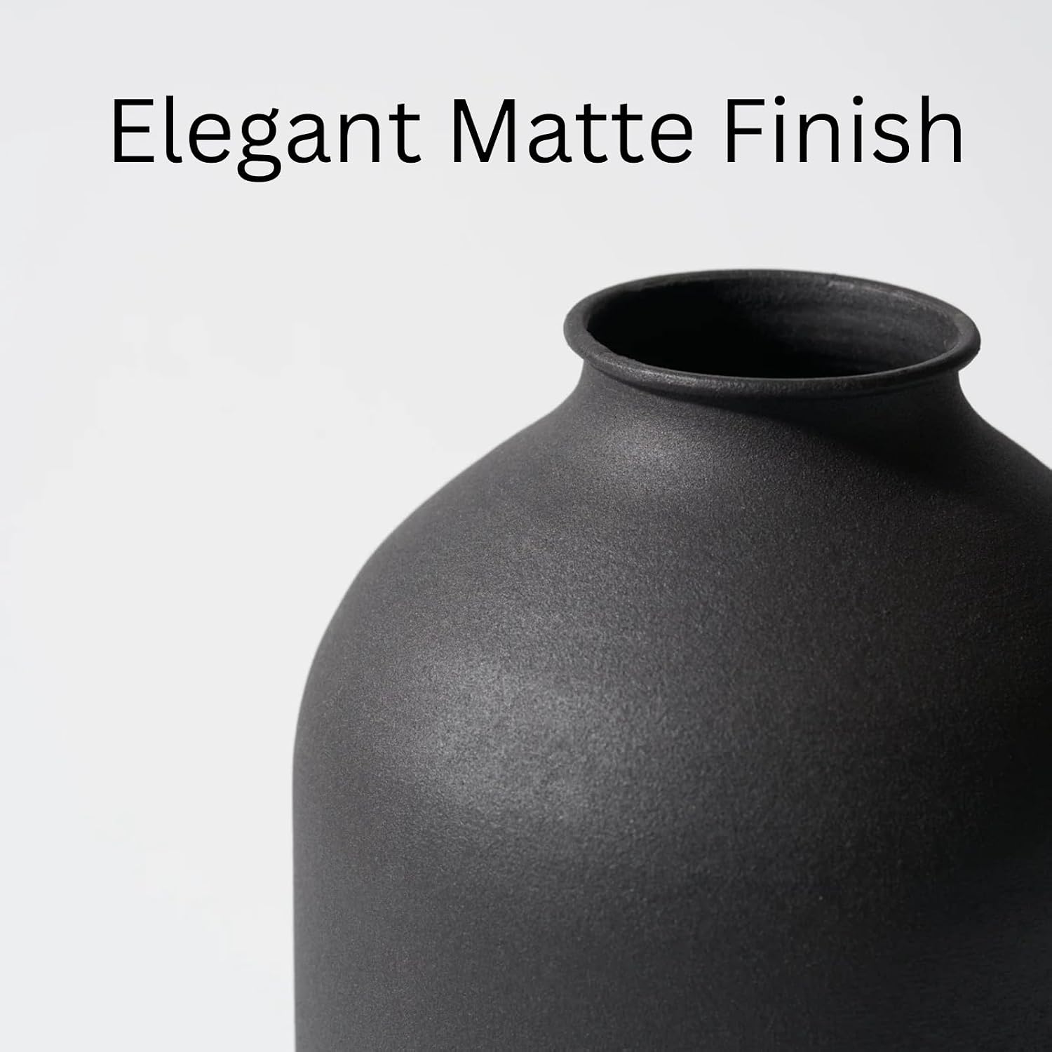 Matte Arlo Vase for Dining Coffee Table / Black / 8.6 Inch