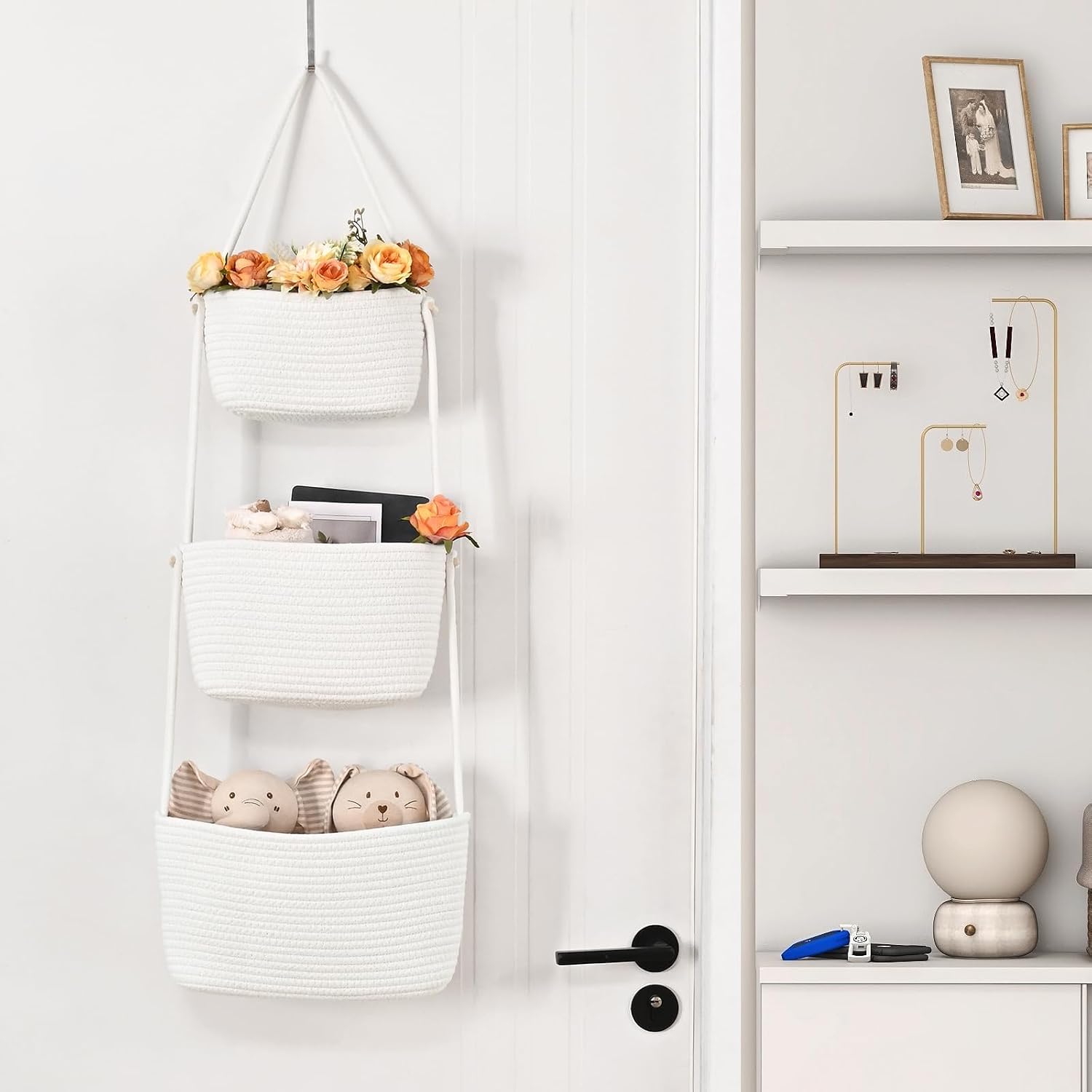 3-Tier Woven Wall Basket / Classic / Pure White