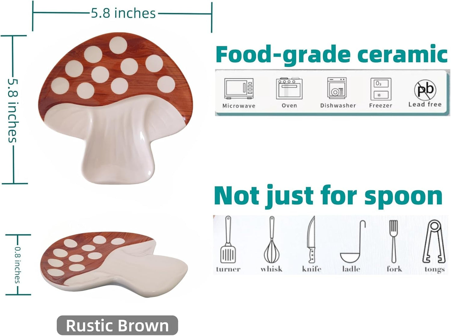 Ceramic Spoon Rest for Stove Top & Kitchen Counter Spoon Holder for Stove & Cooking / Rustic Brown