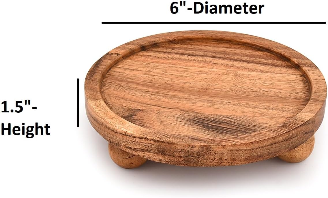 Display Stand Acacia Wood Round Wooden Display Stand Tray for Display Farmhouse