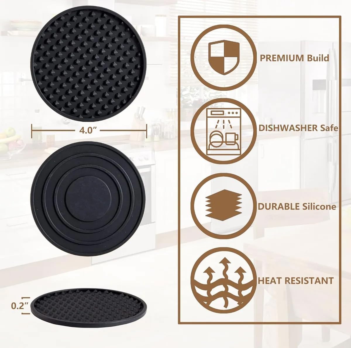 Holder / Anti Slip Coaster Sets / Set of 6