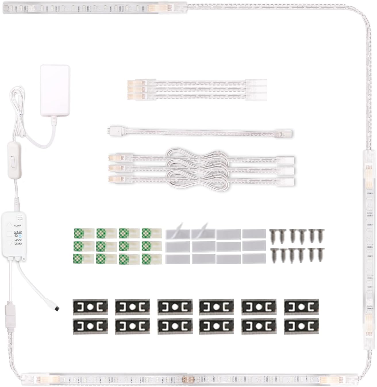 Cefrank Color Cabinet Lighting, 4pcs 12" Linkable RGB LED Light Bar Kit for Display Cabinet, Smart App & Remote