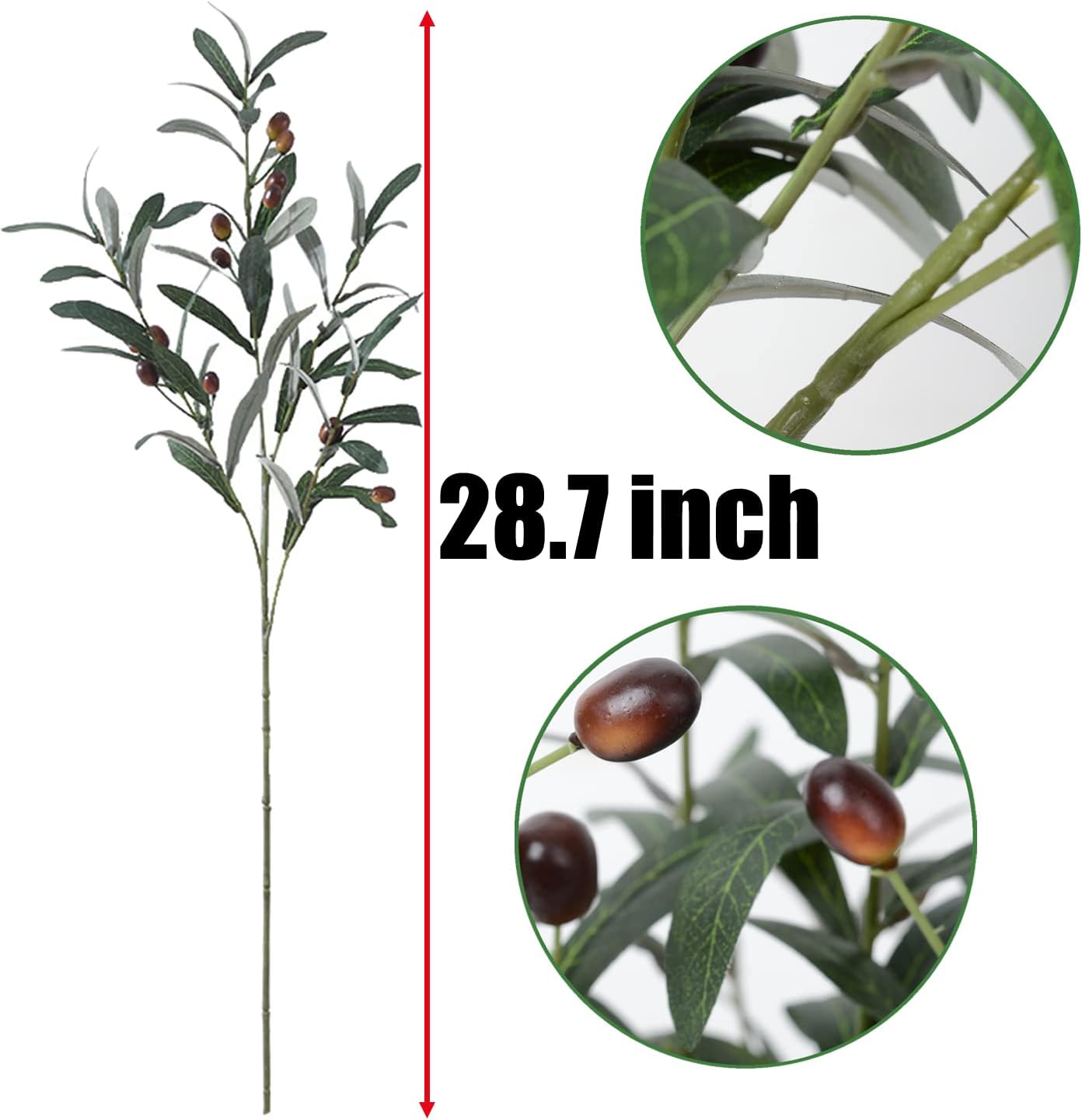 Olive Branches for Vases Artificial Olive Branches Faux Tree Branches Stems for Vase / 28.7 Inch