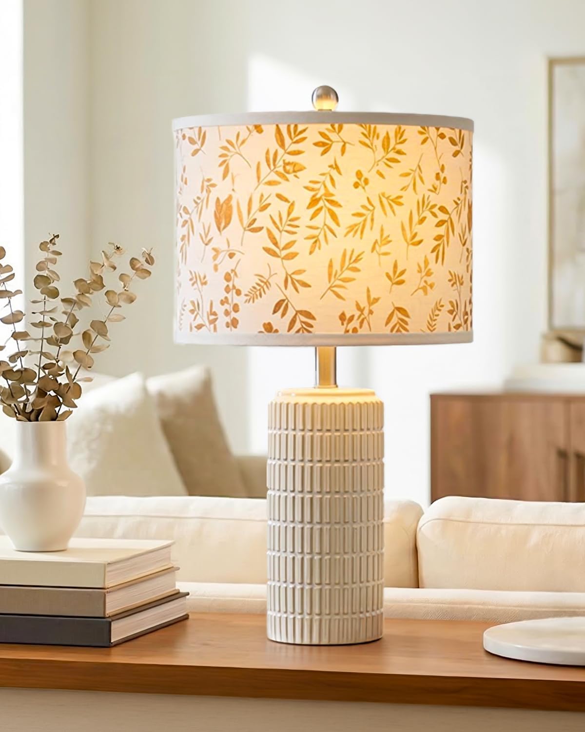PoKat 23'' Dried Flowers Table Lamp for Bedroom Nightstands, Birthday Gifts for Women Mom, House Warming Gifts New Home