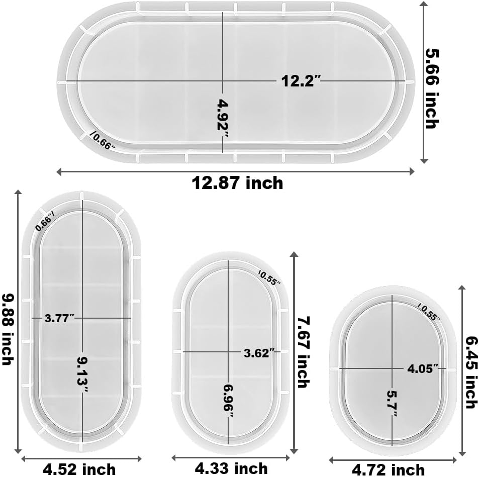 5.7'' Oval Tray Mold / Set of 12