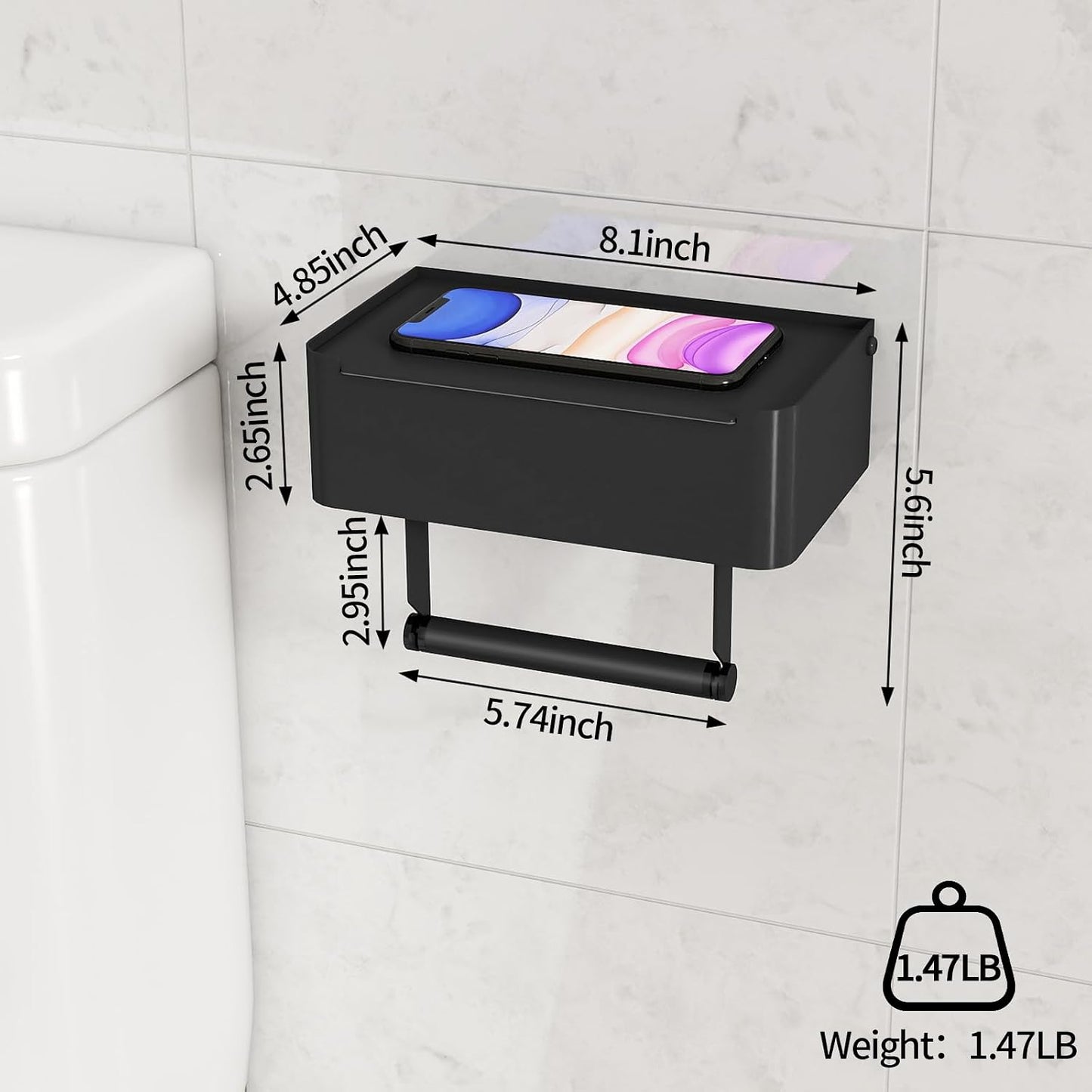 JUYSON Toilet Paper Holder with Shelf, Flushable Wipes Dispenser Fits for Bathroom Wipe Storage, Keep Your Wipes Hidden