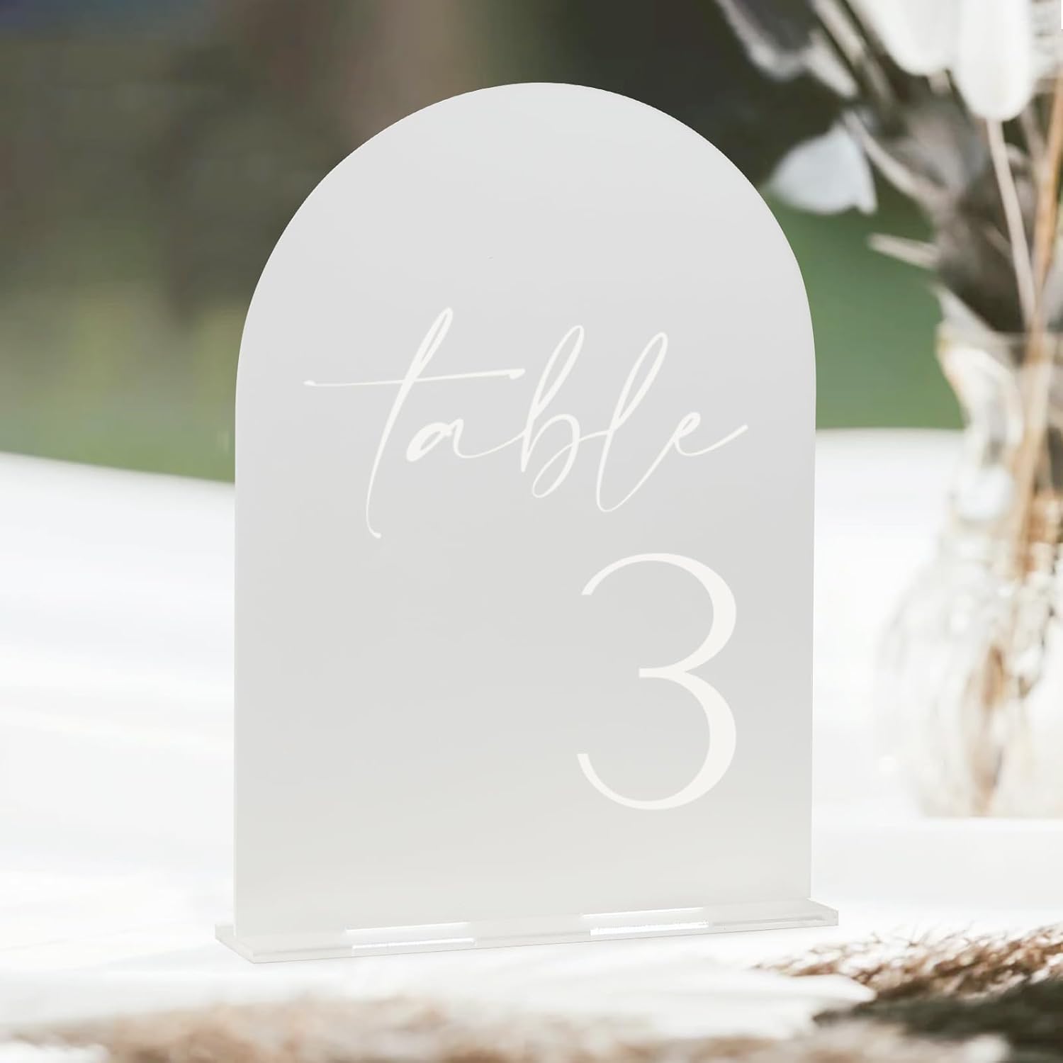 HOODO Frosted Arch Acrylic Wedding Table Numbers 1-10 with Stands, 5"x7" Arched Signs and Holders for Wedding