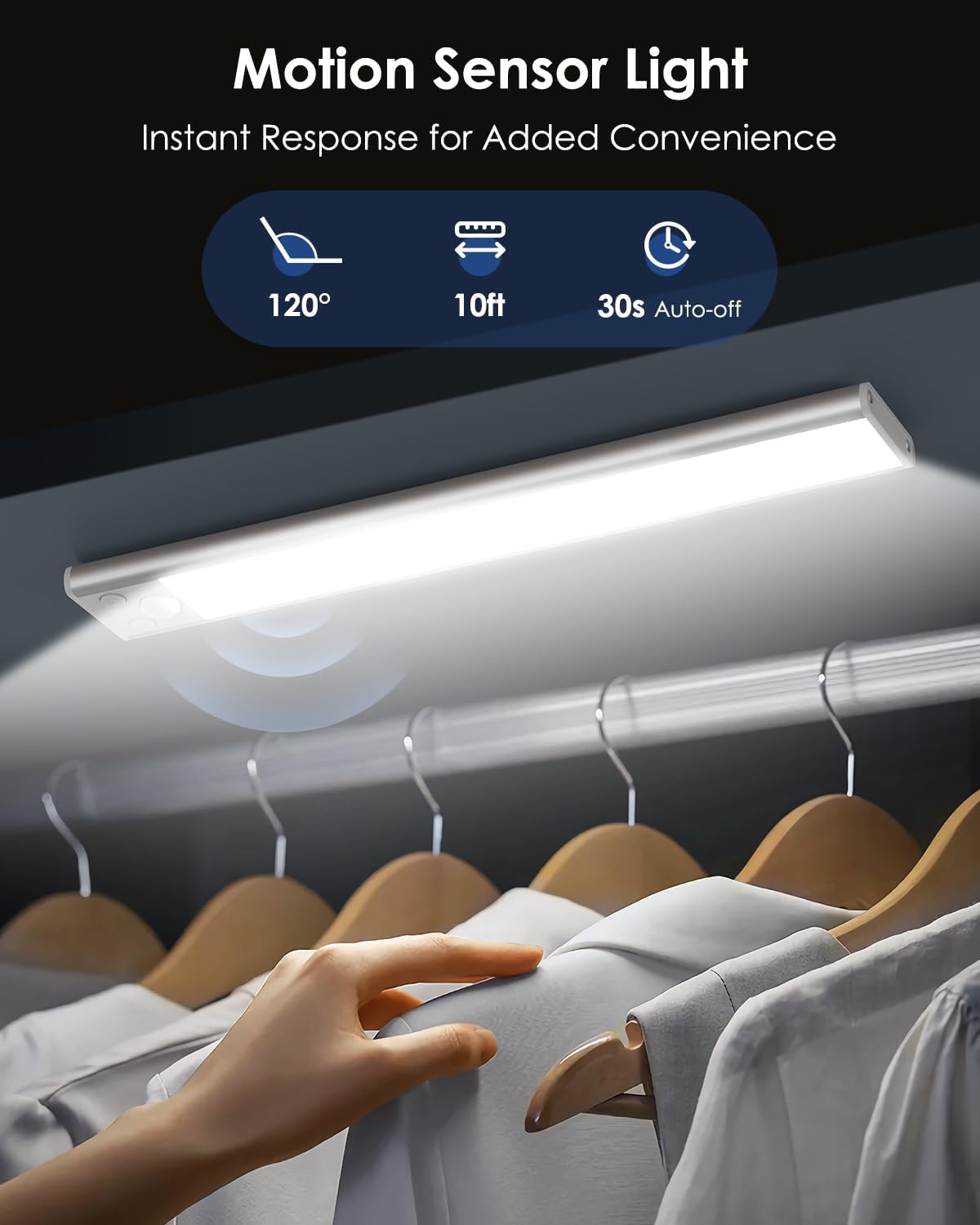 VerRon 12inch Under Cabinet Lighting, Motion Sensor Light Indoor, 5-Pack | Dimmable 108-LED Under-Counter Light Fixture