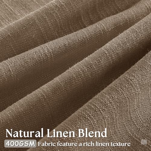 Semi Sheer 126 Inch Memory Shaped Pinch Pleat Linen Curtains Dutch Cocoa