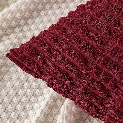 MIULEE Euro Sham Corduroy Decorative Throw Pillow Covers 24x24 Burgundy