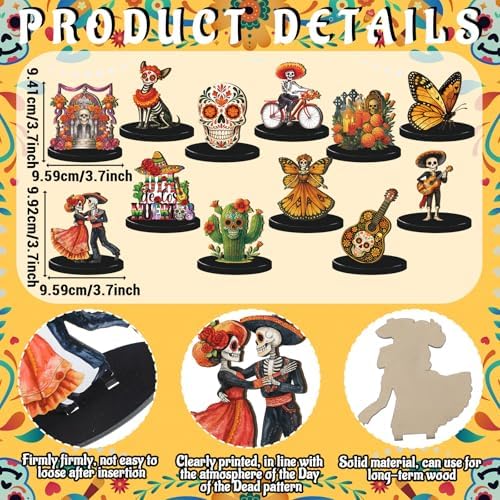 12 Pcs Day of The Dead Table Decorations Dia De Los Muertos Centerpieces