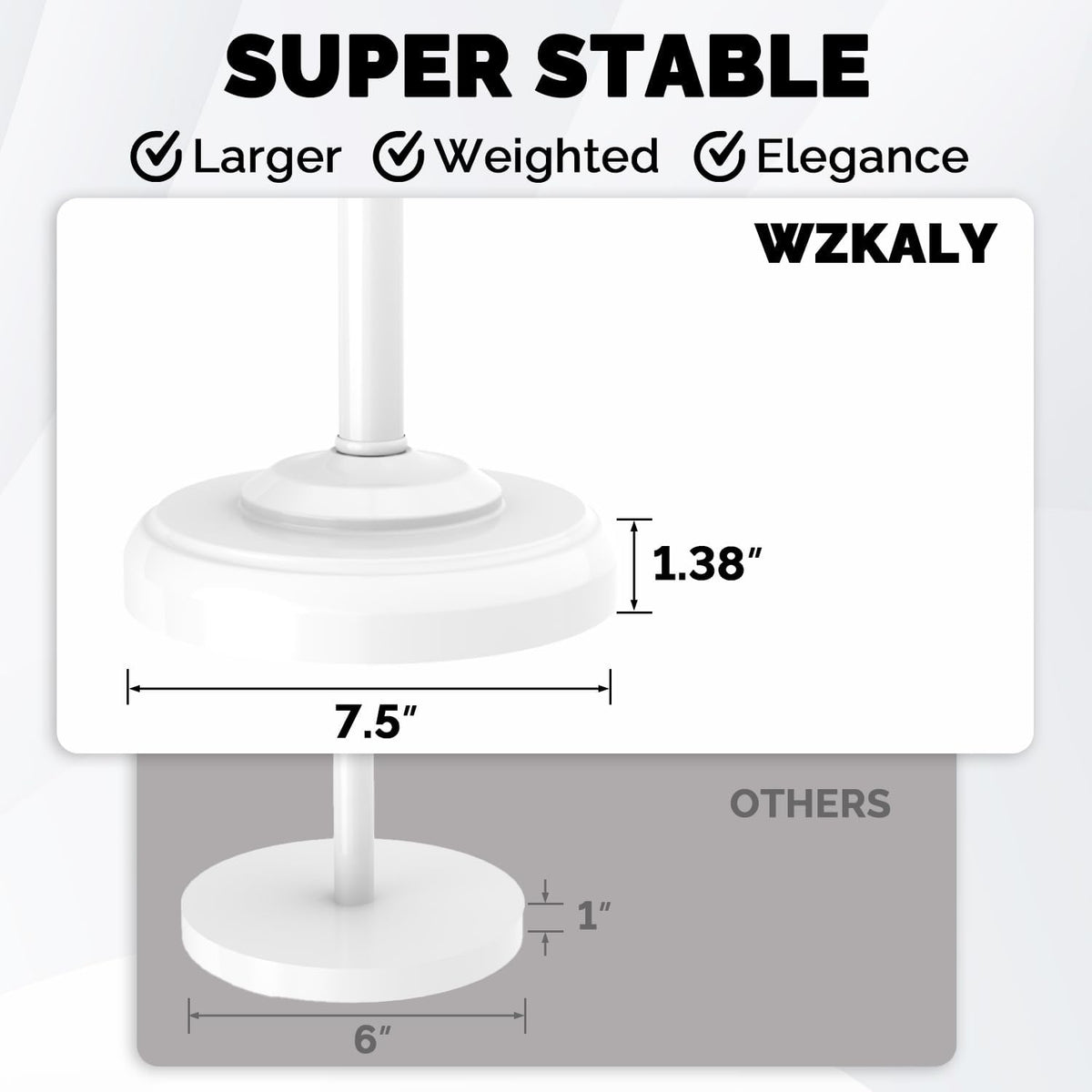 White Toilet Paper Holder Stand Stainless Steel & Weighted Base | Post Pivoting Design Easy to Change Roll, Mega Roll
