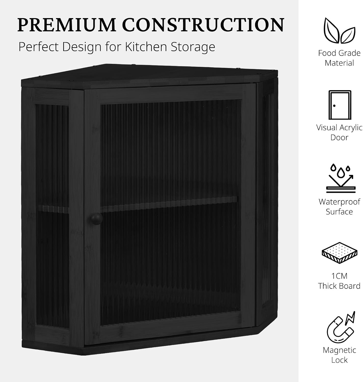 BRONYPRO Corner Bread Box for Kitchen Countertop, Double Layer Bamboo Breadbox with Adjustable Partition, Modern Bread