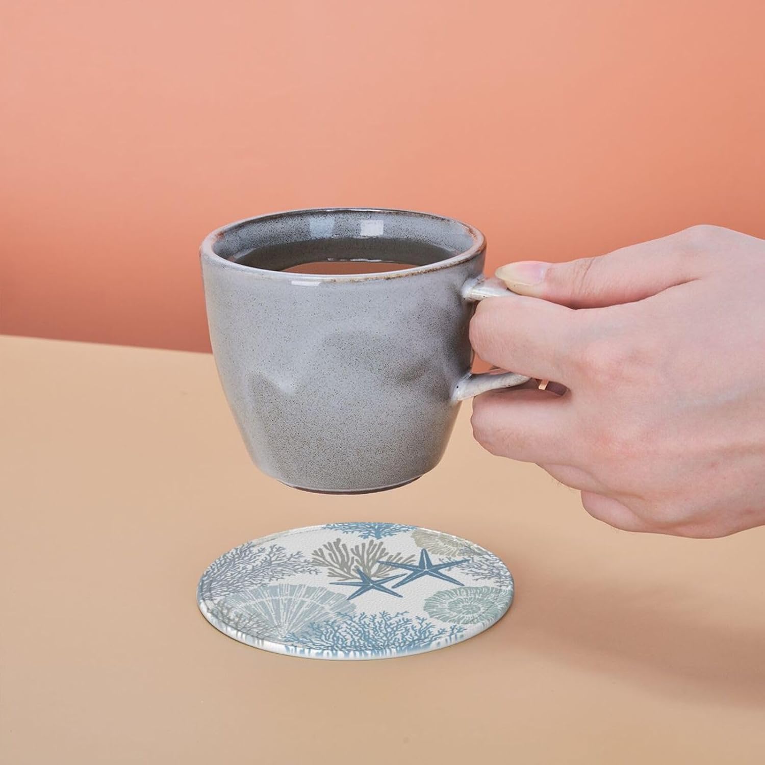 Holder for Tabletop / Nautical Sea Shell Star Coral Coastal / Set of 6