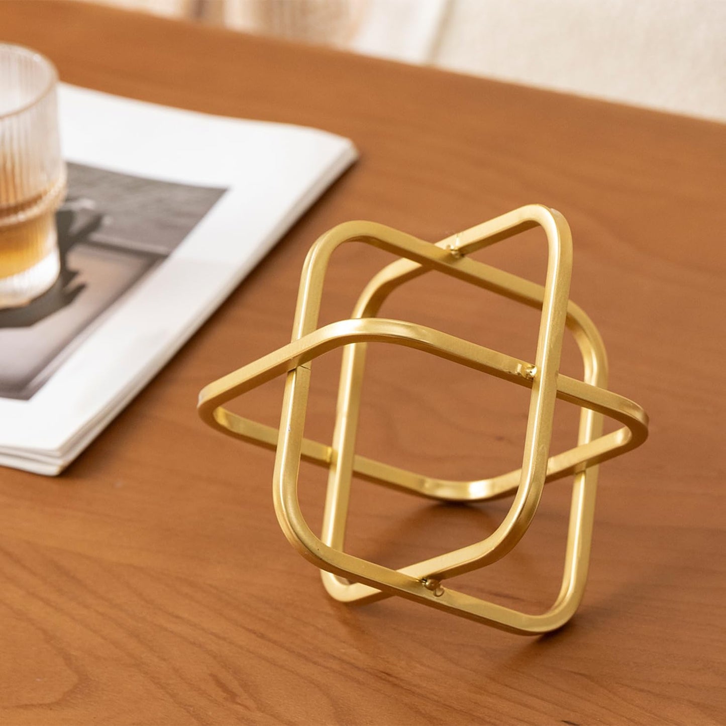 Modern Square Decorative Sphere / Gold Square-5.5in