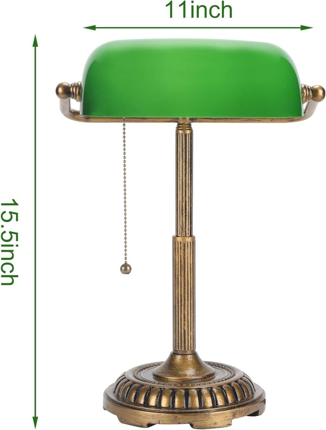 NISSAFORS Bankers Lamp, Green Desk Lamp with Pull Switch, Vintage Table Lamps for Home Office, Library, Piano (Green)