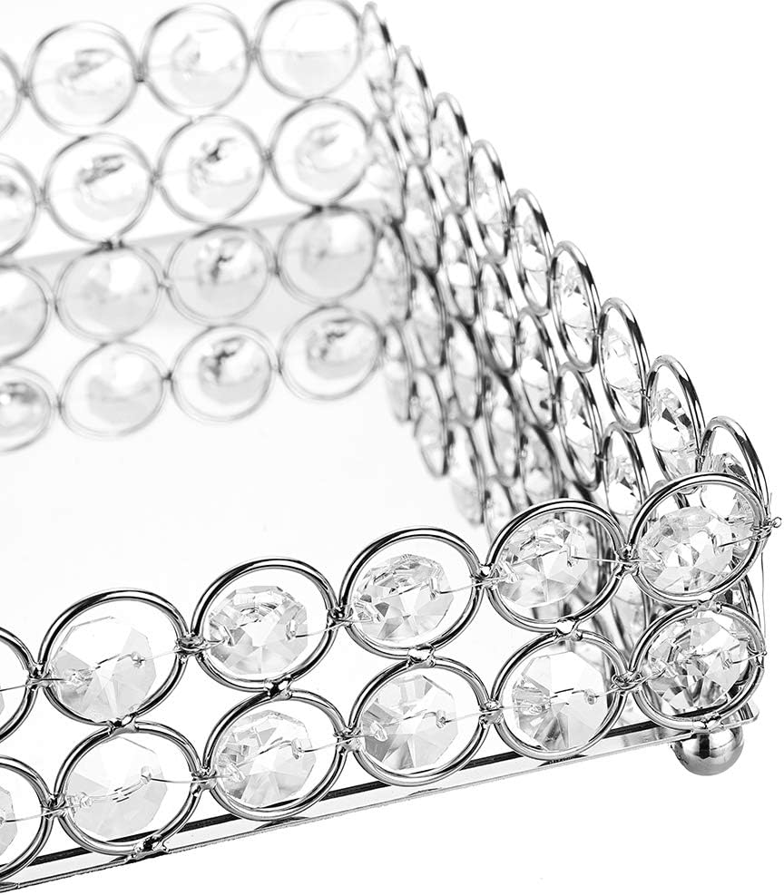 Crystal Cosmetic Vanity Tray / 13.8 x 7.9 x 2 / Silver