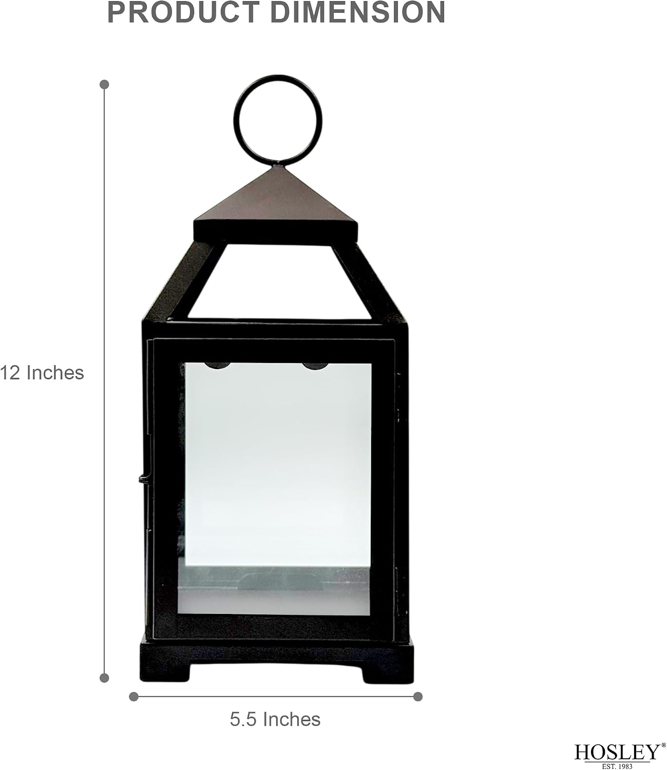 Hosley 12 Inch High Clear Glass and Iron Classic Style Lantern Ideal Gift for Festivities Parties Weddings Aromatherapy