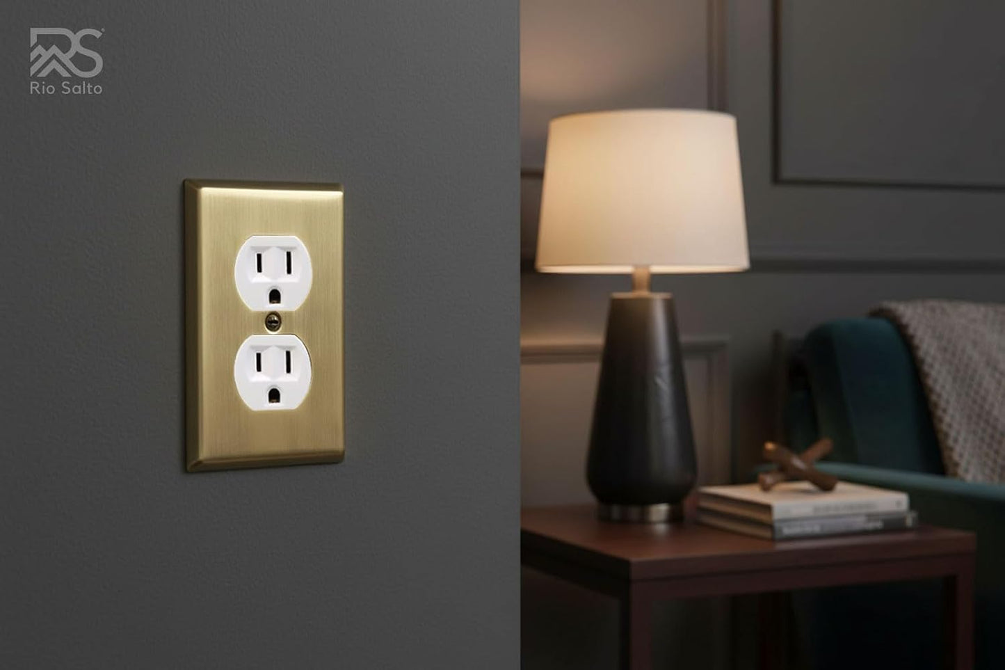 Rio Salto BRASS Brushed Gold Metal Duplex Outlet Cover Receptacle Wall Plate Vintage Antique Style – Outlet Covers