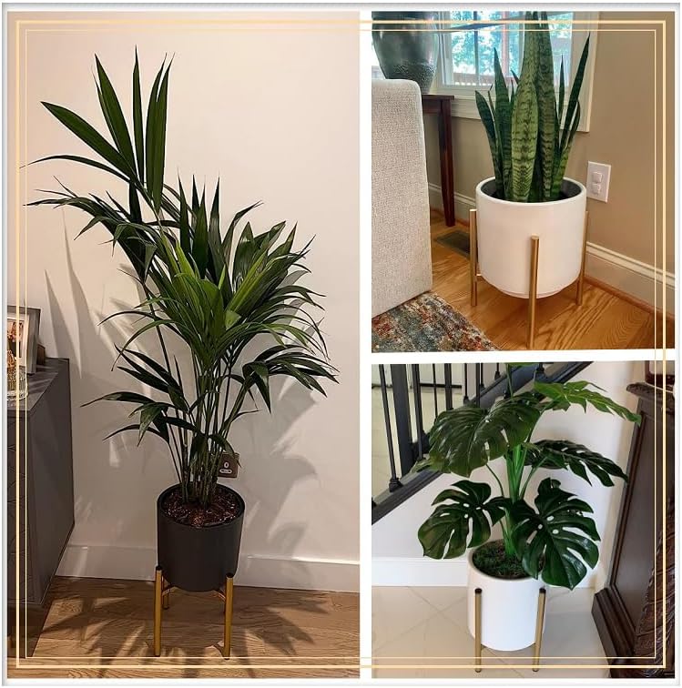 H HOMEXIN Metal Plant Stands for Indoor Plants Adjustable for 8 9 10 11 12 inches Planter Mid Century Stable Stylish