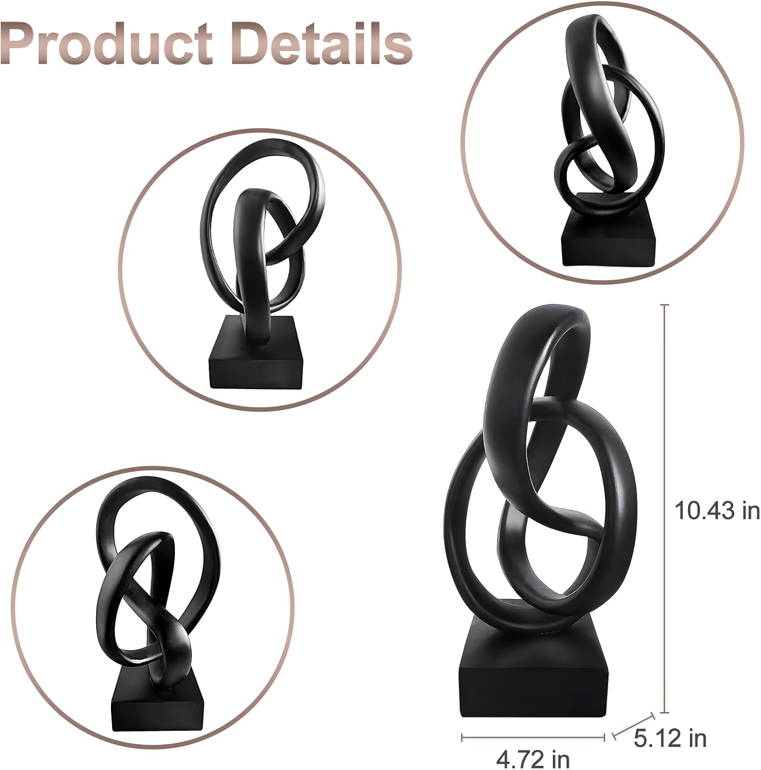 Abstract Statues / Knot Decor Mobius Knot Statue / Black