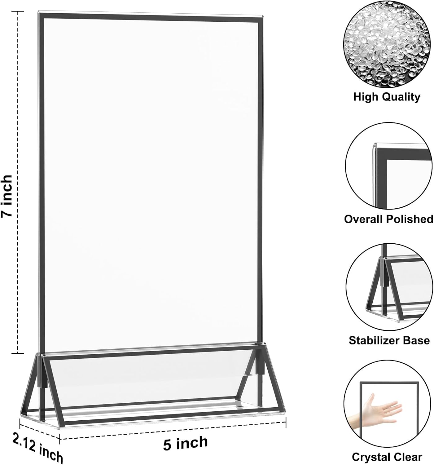 Acrylic Sign Holder / 5 x 7 / Black Inch / Set of 12