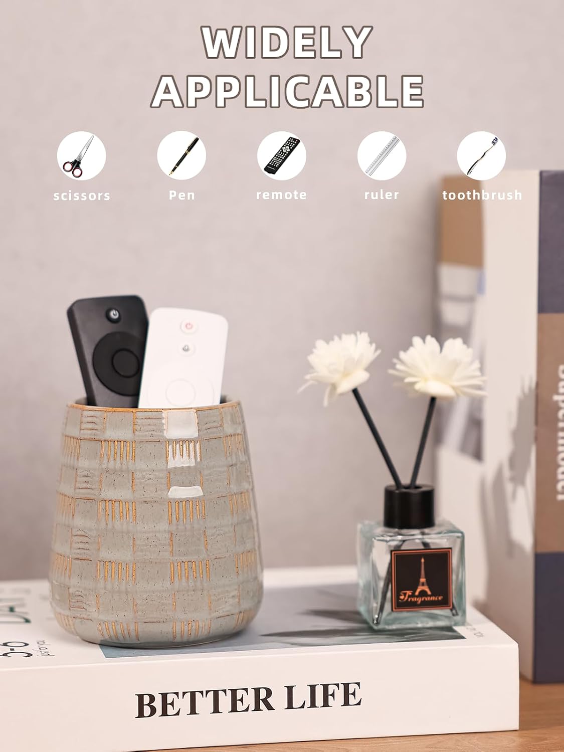 Ceramic TV Remote Control Holder / Grey