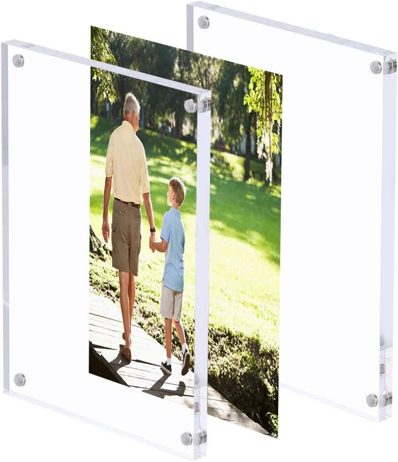 3Pack 8x10 Acrylic Photo Frames Double Sided Magnetic Picture Frame | with Stand Double Sided 10mm frame,placed