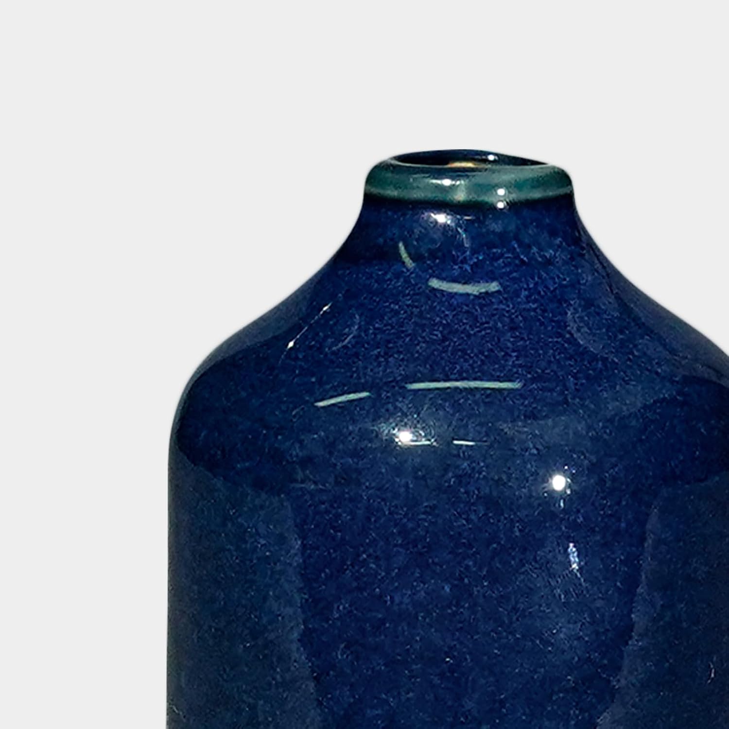 Farmhouse Ceramic Flower Vase / Dark Blue / 5 Inch