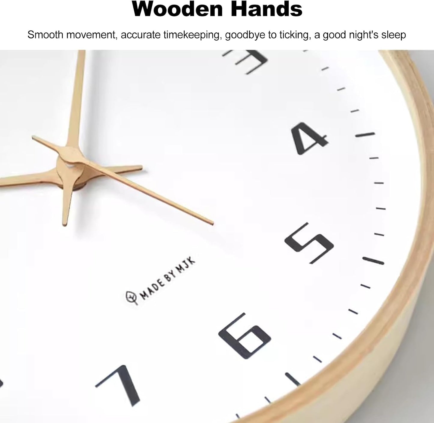 Ergocar Wall Clock, Modern Silent No Ticking Round Wooden Wall Clock Battery Powered Decorate Bedroom, Living Room