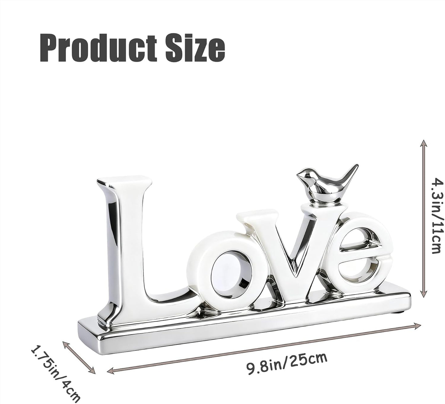 Modern Bird Sculpture Personalized Love Decor / Silver Love