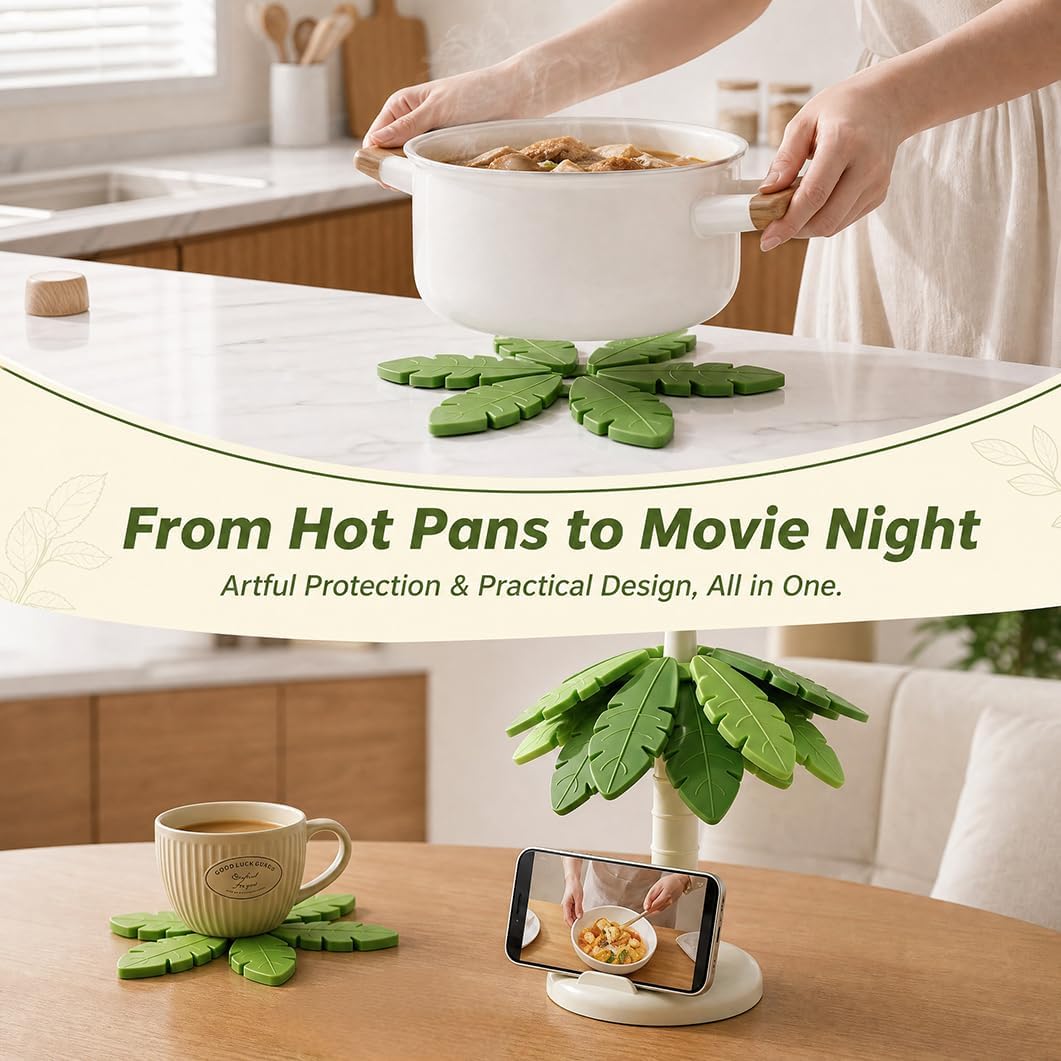 Heat Resistant Tree-Shaped Pot Holders BPA Free / Set of 4