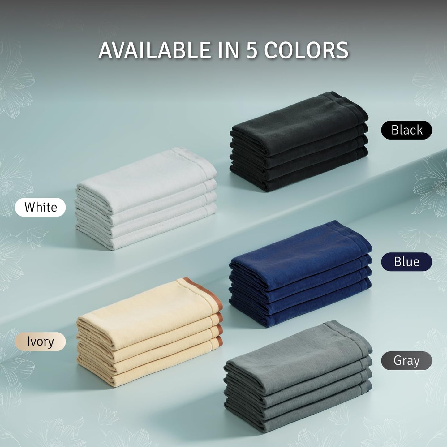 Creative Scents 100% Cotton Blue Velour Fingertip Towels - 4 Pack 11 by 18 Inch – Decorative, Extra Absorbent and Soft