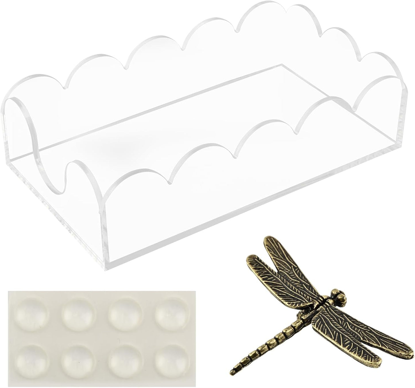 Acrylic Napkin Holder Scalloped Tray / 9 x 5.5 x 2.5 / Clear