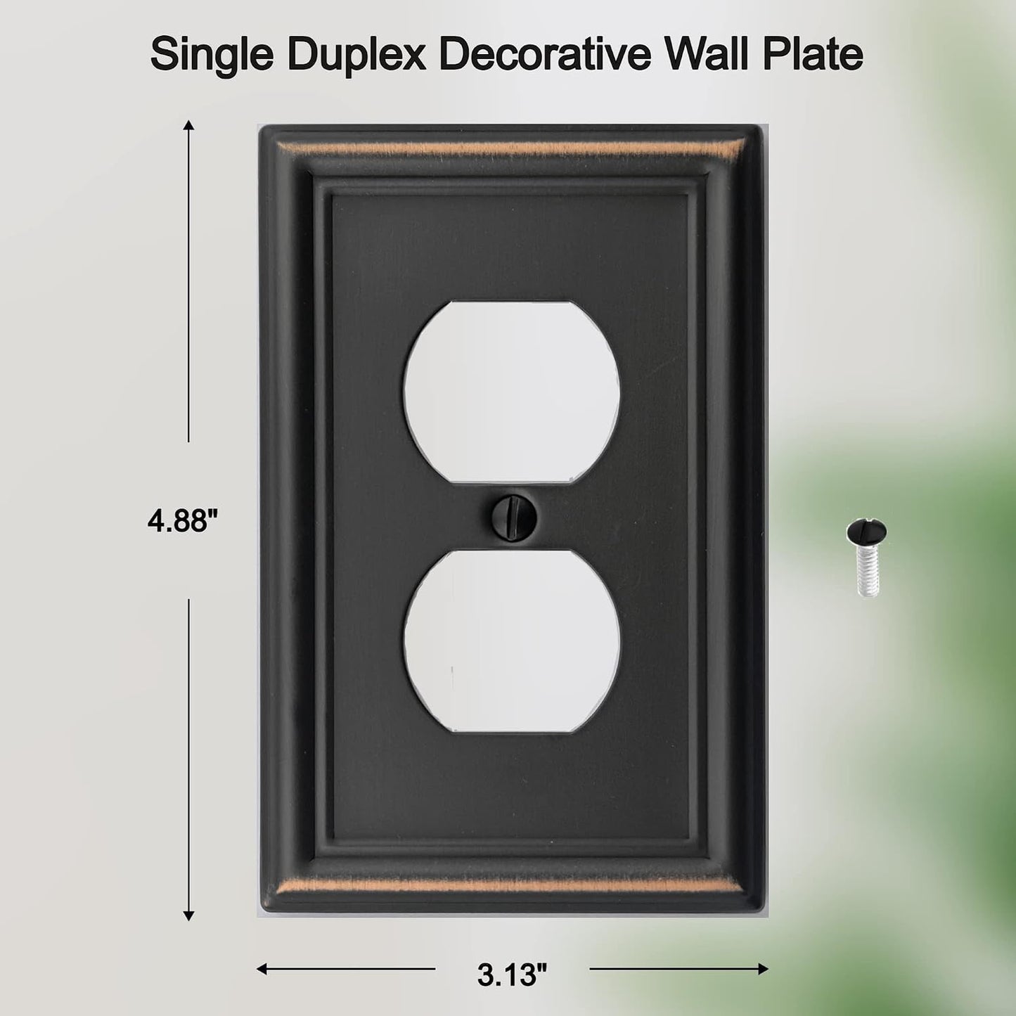 OKAWYC Single Duplex Outlet Light Switch Cover Luca Metal Wall Plate, 6-Pack Aged Bronze 1 Gang, Oil Rubbed Bronze for