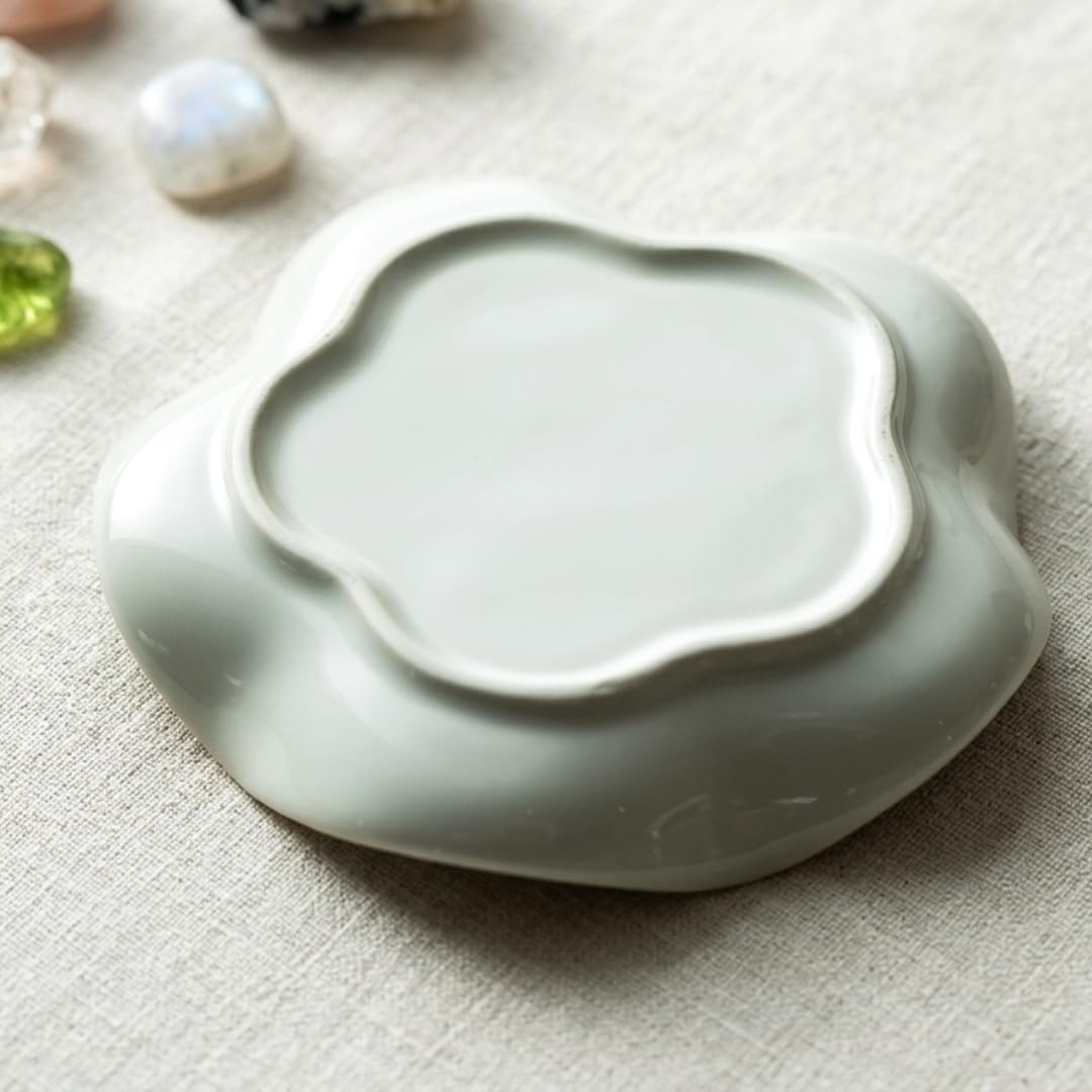 Elegant 5.3" Trinket Tray & Ring Holder Dish / White Ceramic