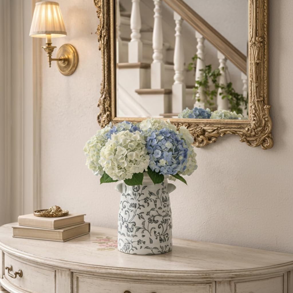 Rustic Farmhouse Vases / 17323l-gray and White / 8 Inch