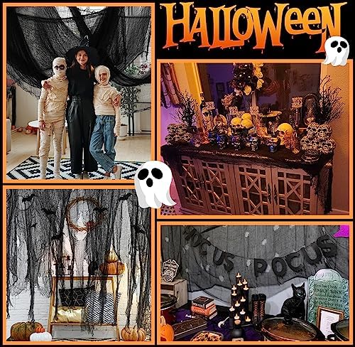 315 x 85 Inch Halloween Creepy Cloth, Black Halloween Scary Spooky Cloth