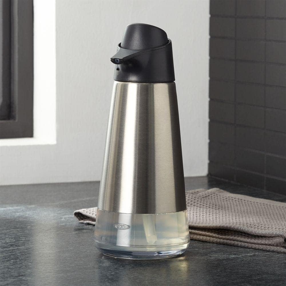 OXO Good Grips Stainless Steel Easy Press Soap Dispenser | 15 oz Capacity, One-Handed Press, Fingerprint-Resistant