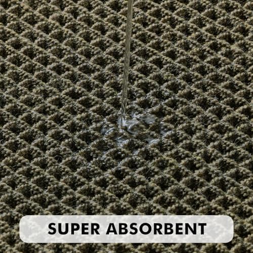 MIULEE Set of 2 Waffle Bathroom Rugs Bordered Mat Green 17"x24"+18"x30"