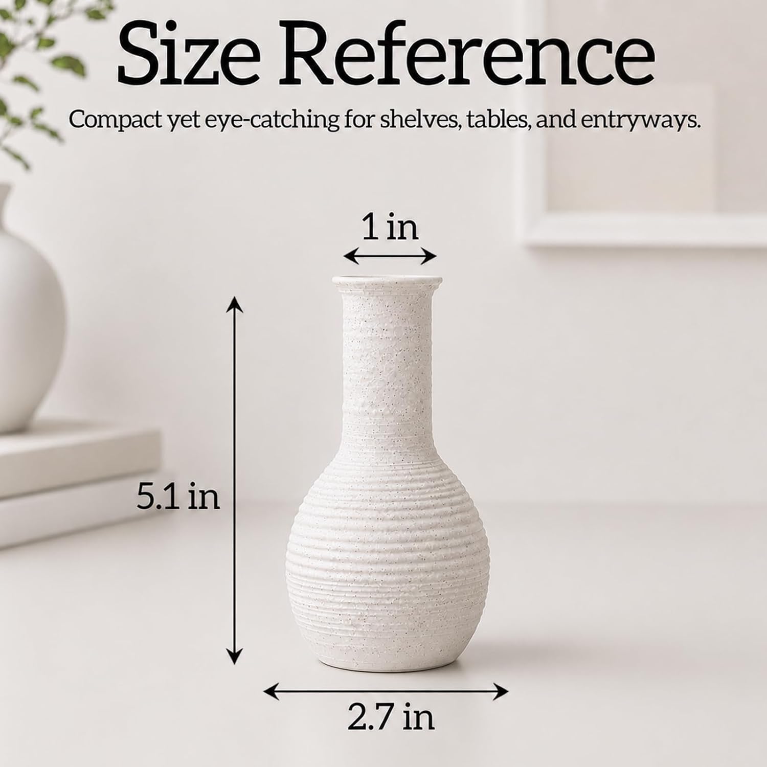 Ceramic Flower Vase Home Decor White Small Vase Decorative Table Farmhouse Vases / Modern White-v15