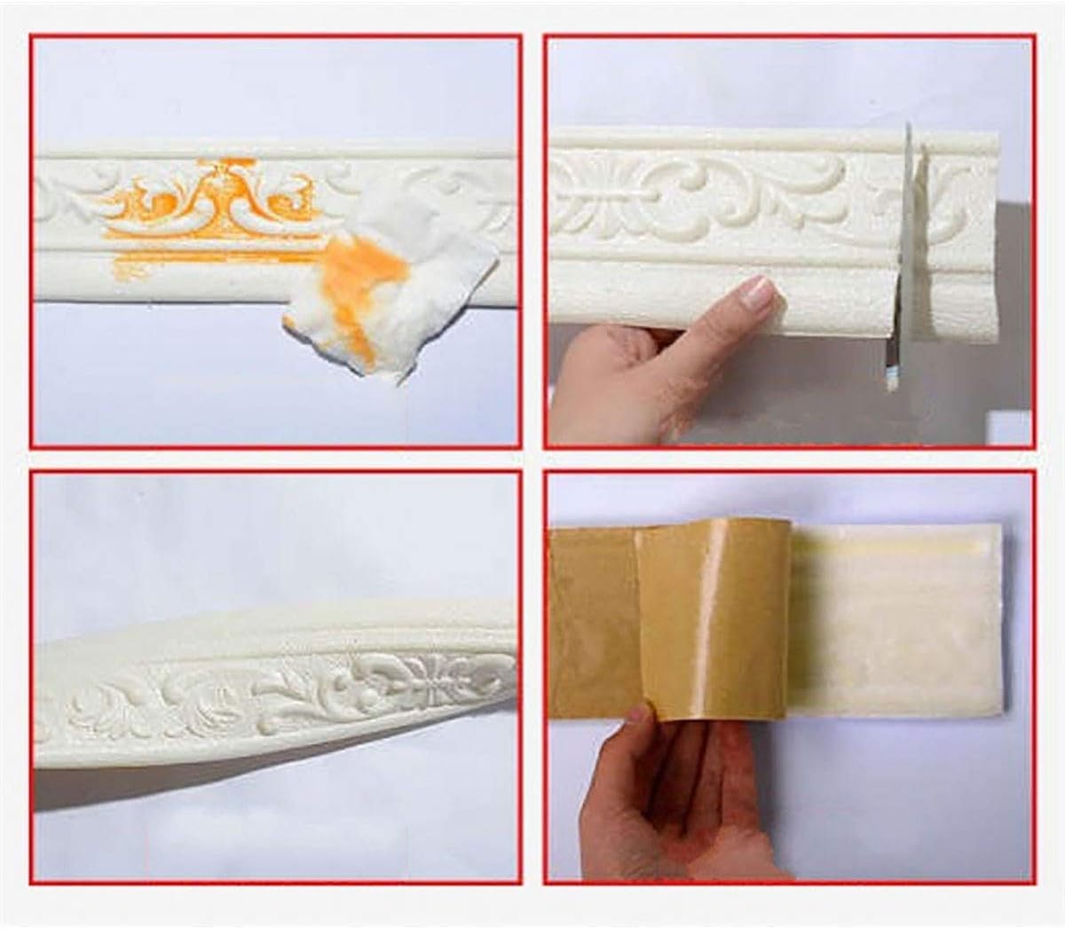 in 3D Floral Molding Peel and Stick Wall Border / Gray / 3 x 90